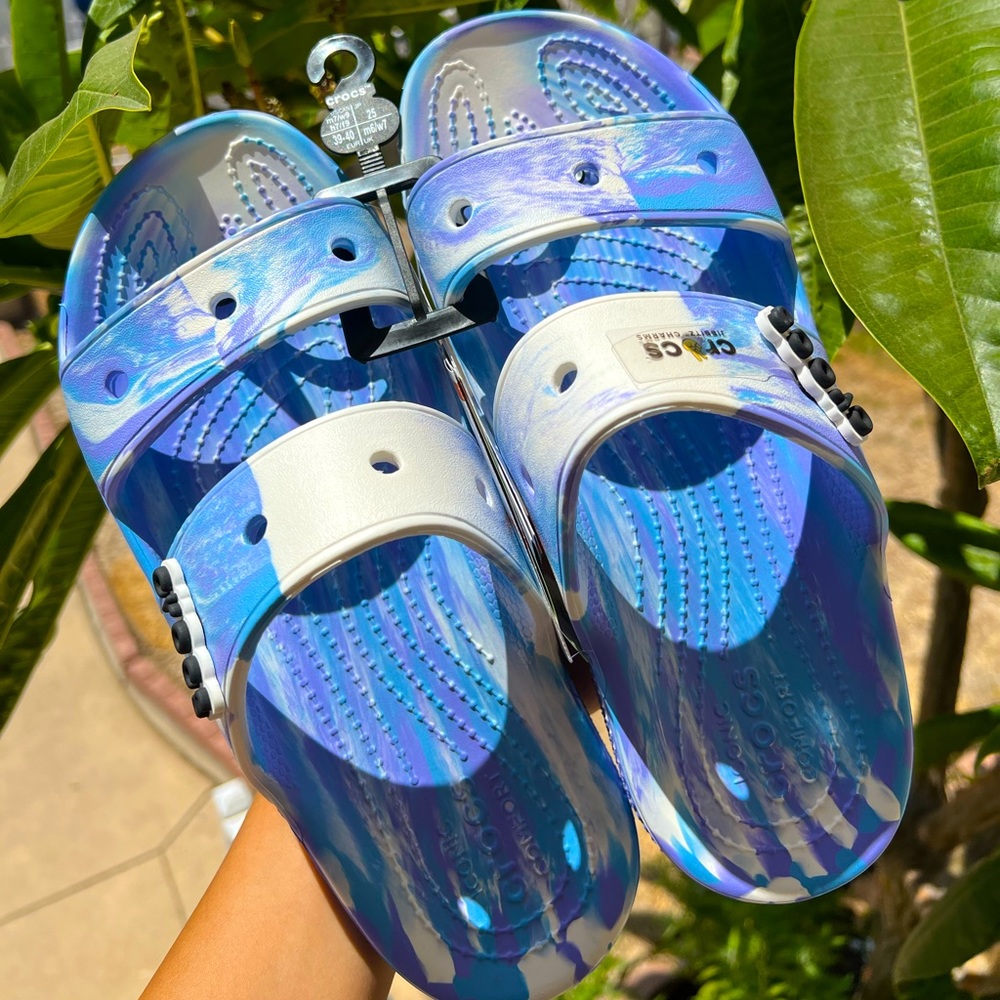 Blue Purple Tie Dye Crocs Sz W9 / M 7